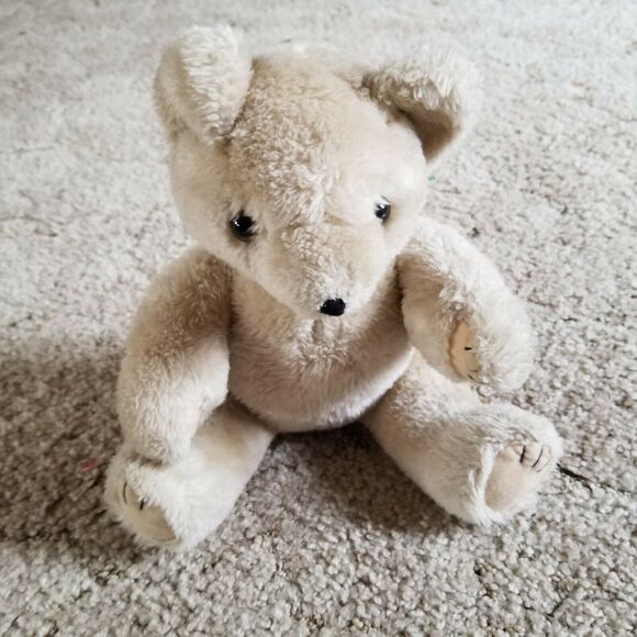 Vintage Beige Plush Teddy Bear Jointed Arms and Legs. 12 Inches tall - Picture 1 of 4